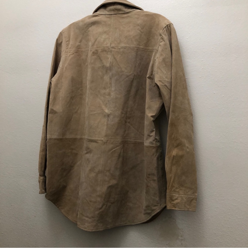 Bagatelle Leather Button Down Shirt Women's Size M Tan - Picture 2 of 12